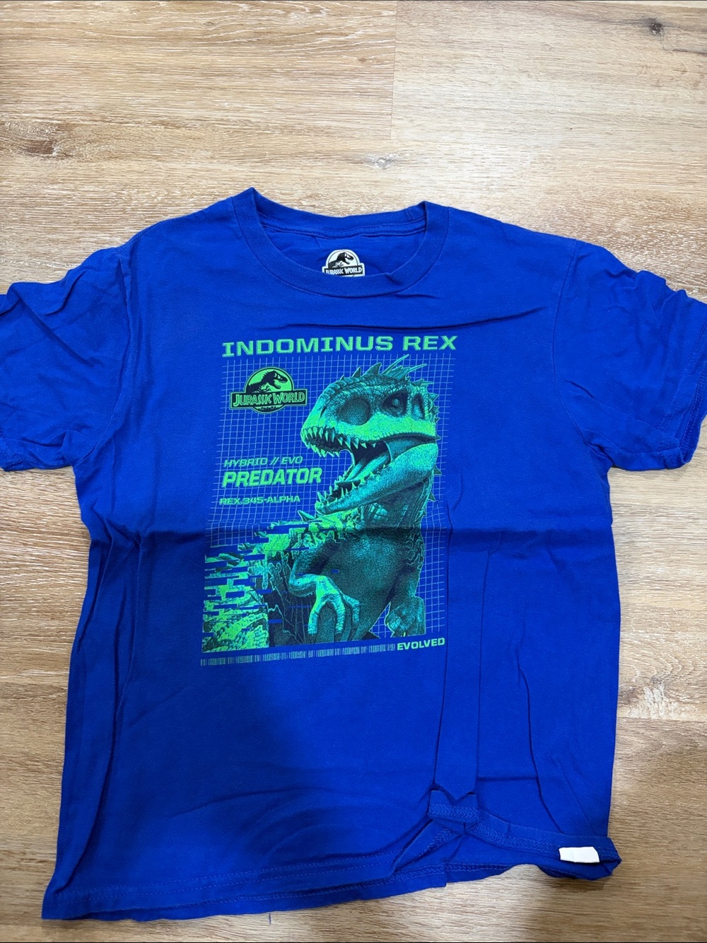 Jurassic World Indominus Rex Tee - Blue with Neon Green Print